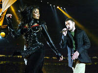 Janet Jackson and Justin Timberlake perform at the Super Bowl halftime show in 2004.