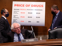 Vermont Sen. Bernie Sanders, chairman of the Senate Health, Education, Labor, and Pensions Committee, pressed executives from Bristol Myers Squibb, Merck and Johnson & Johnson about the prices they charge for drugs in the U.S.